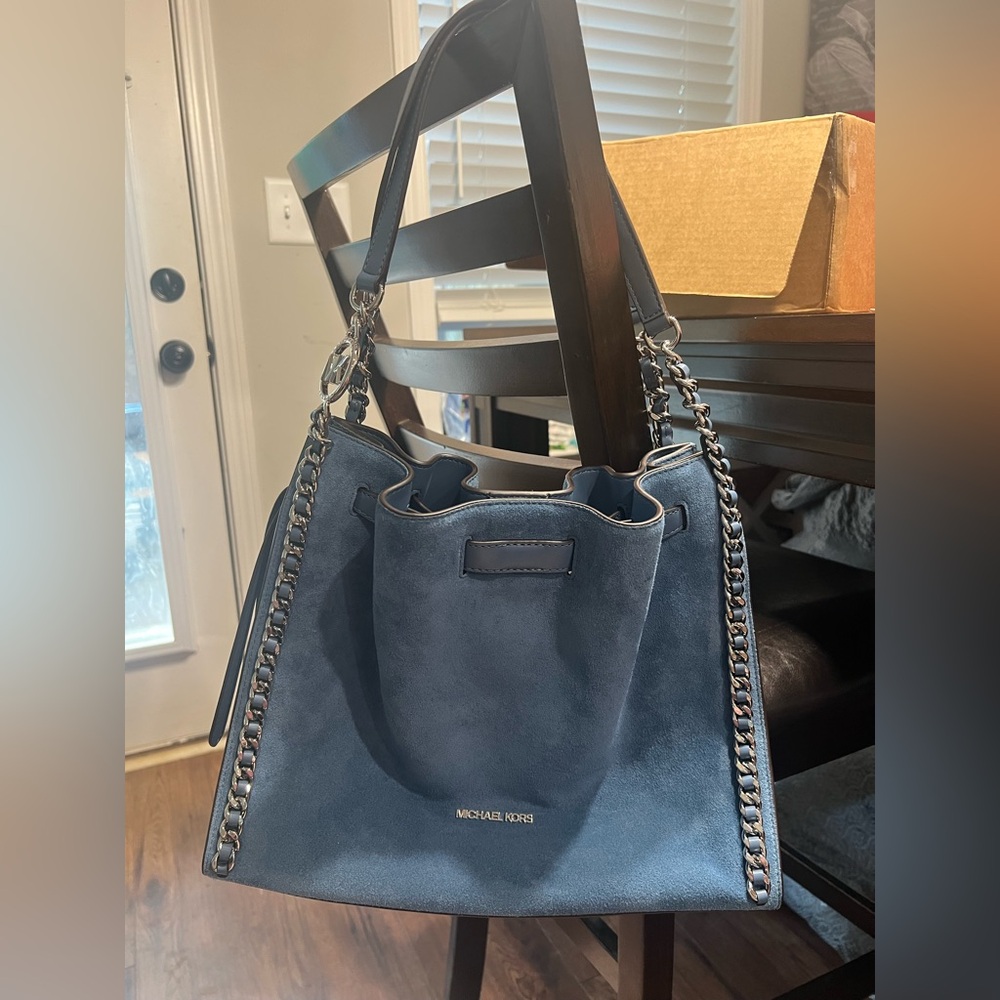 Michael Kors Mina Large Suede Chain Shoulder Bag